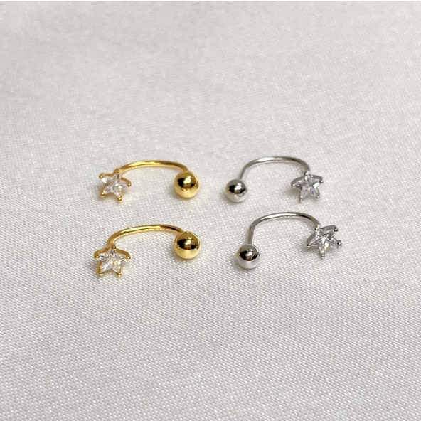 137-littlegirl gifts-U Diamond star screw earrings