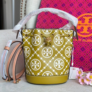 🍀🍀Tory burch T Monogram Embossed Mini Bucket Bag 88178🍀🍀