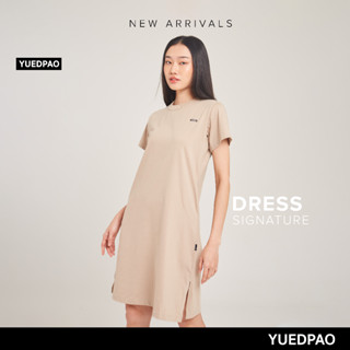 Yuedpao No.1 เสื้อยืดSignature Dress Summer ผ้าหนาทรงสวย ยับยากรีดง่าย รับประกันไม่ย้วย 2 ปี ชุดเดรส สี  Tan