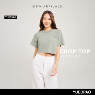 Yuedpao No.1 เสื้อยืดSignature Crop Summer ผ้าหนาทรงสวย ยับยากรีดง่าย รับประกันไม่ย้วย 2 ปี เสื้อครอป สี  Forest fog