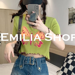 EMILIA SHOP  เสื้อยืด เสื้อครอป เสื้อผ้าแฟชั่นผู้หญิง สไตล์เกาหลี 2023 ใหม่  ins สบาย ทันสมัย พิเศษ A29J105 36Z230909