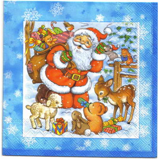 Pladao Napkin ภาพ คริสต์มาส Santa Welcome Father Xmas กระดาษ แนพกิ้น สำหรับงานศิลปะ เดคูพาจ decoupage ขนาด L 33x33