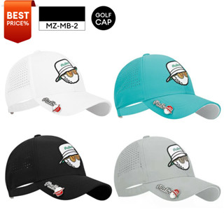 [11GOLF] หมวกกอล์ฟ ปักโลโก้ Malbon Golf Cap สีขาว/ สีดำ รหัส MZ-MB-2