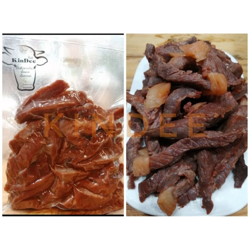 เนื้อแดดเดียว เนื้อเค็มแดดเดียว(หั่นเส้น1kg)เปื่อยฉ่ำ คัดคุณภาพ ทอดพร้อมทาน เนื้อฮาลาล100% (น้ำหนักชั่งก่อนทอด1kg)