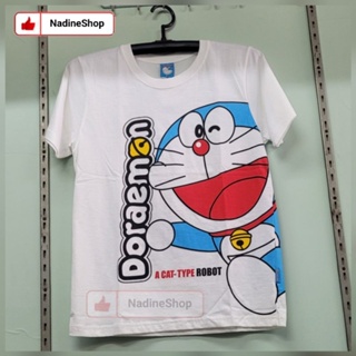 เสื้อยืดพื้นขาว ลายโดเรม่อน Doraemon No.F รอบอก 34 นิ้ว ลิขสิทธิ์แท้