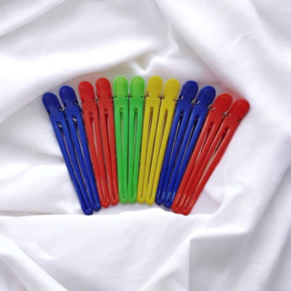 กิ๊บหนีบปากเป็ดพลาสติก สีดำ / คละสี 1 แพ็ค 12 ตัว กิ๊บแบ่งผม