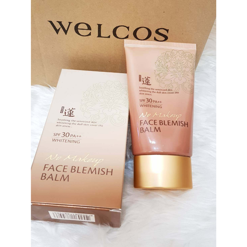บีบีครีมขั้นเทพWelcos No Makeup Face Blemish Balm Whitening SPF30 PA++ ขนาด 50ml . เนื้อครีมนุ่มเบา ปกป้องและบำรุงใน