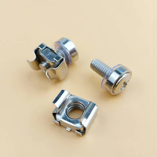 น็อตยึดแร็ค สแตนเลส M5 M6 (6x20 mm. Cage Nuts and Screws) Rack 1 ชุด (ตัวผู้ + ตัวเมีย)