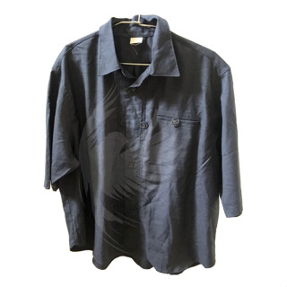 [ฟรีค่าจัดส่ง ก.ย.] เสื้อเชิ๊ต แขนสั้น สีน้ำเงิน ขนาดใหญ่ oversize จากญี่ปุ่น เพิ่มลูกเล่นที่สาบเสื้อ และกระเป๋า *ตัดป้า