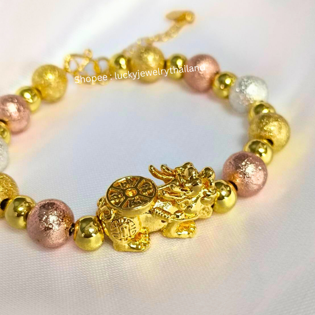 สร้อยข้อมือปี่เซียะ เรียกทรัพย์ ทอง สามกษัตริย์ ทอง18k ดึงดูดโชคลาภ เงินทอง ปี่เซียะ ข้อมือปี่เซียะ 