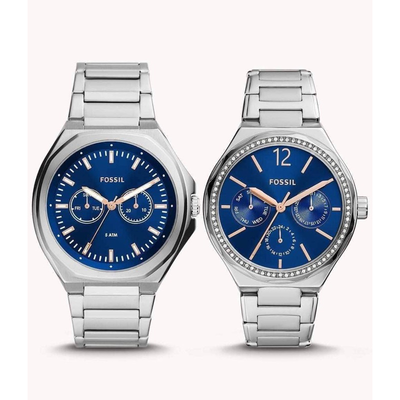 Fossil His and Hers Multifunction Stainless Steel  Watch #BQ2751SET