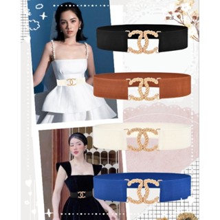 เข็มขัดยางยืด Chanel สีทองสุดหรูหรา พร้อมส่งจากไทย