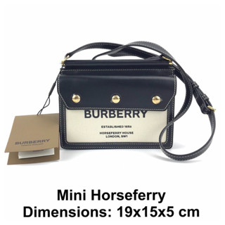 SALE! ถาม Stock ก่อนกดสั่ง Burberry mini horseferry with pocket กระเป๋า เบอร์เบอรี่ มินิ ของแท้ ดำ แบรนด์เนม สะพายข้าง