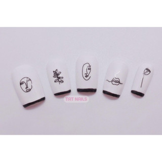 เล็บปลอมแปะติดสำเร็จรูปลายมินิมอล Minimal Press on nails พร้อมอุปกรณ์ติดเล็บและถอดเล็บ