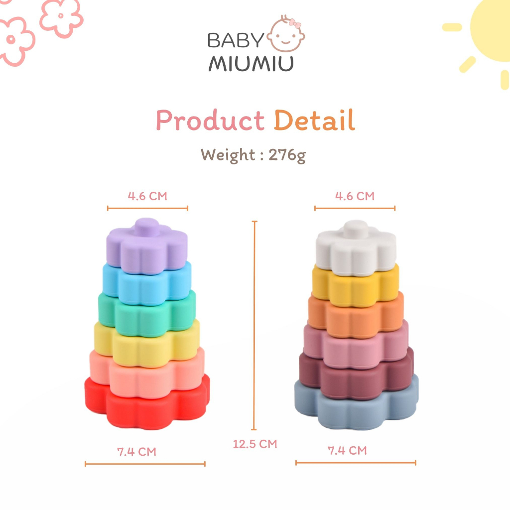 BabyMeal ของเล่นตัวต่อซิลิโคน ของเล่นเสริมพัฒนาการ  6m+| Silicone Stacker Toy BPA FREE รูปที่ 2