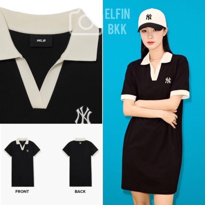 แท้ 💯 MLB Woman One-piece Dress เดรสสั้น/เดรสยาว สีดำ NY sz. XS S M