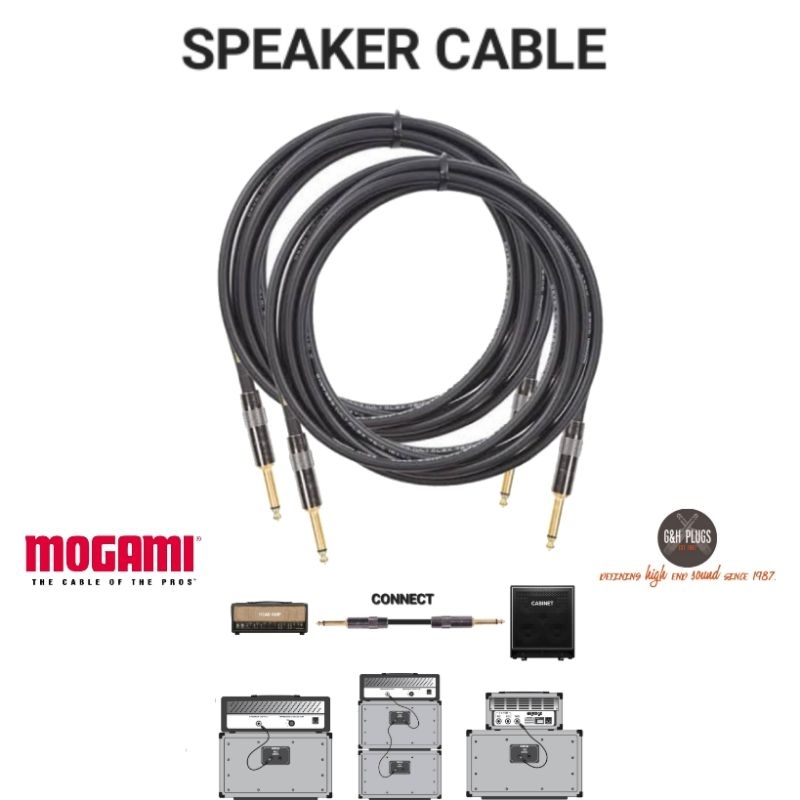 SPEAKER CABLE  สายแจ็คสำหรับต่อหัวแอมป์ - คาบิเนท ใช้สายสัญญาณเสียง MOGAMI ใช้หัวปลั๊ก G&H PLUG USA 