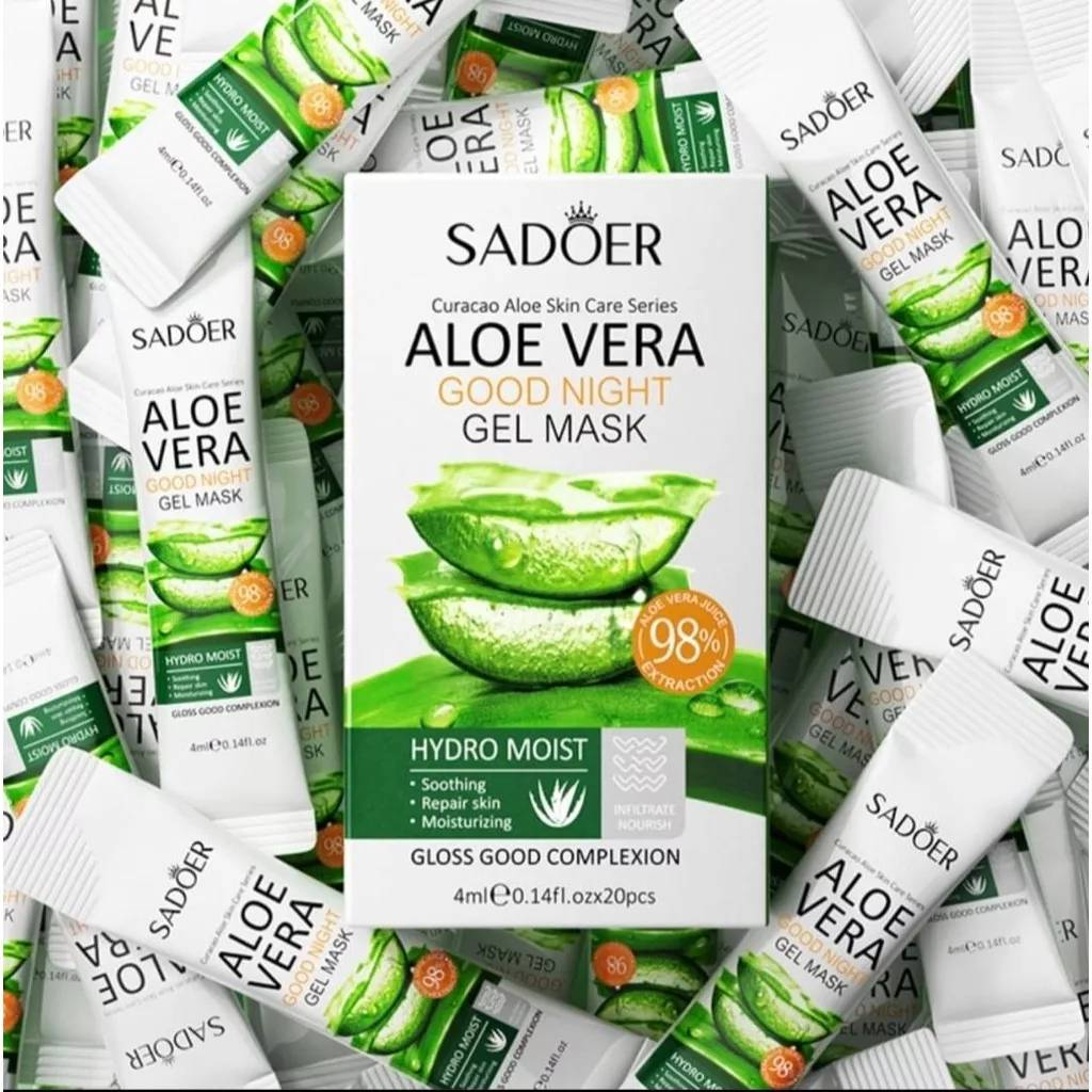 สลิปปิ้งมาร์กว่านหางจรเข้(1กล่องมี20ซอง) SADOER ALOE VERA Gel Mask # SD94001
