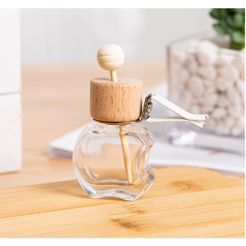 ขวดแก้วใส (glass bottle for aroma/perfume) for car/wardrobe/kitchen/ 10 ml รูปแอปเปิ้ล ฝาไม้