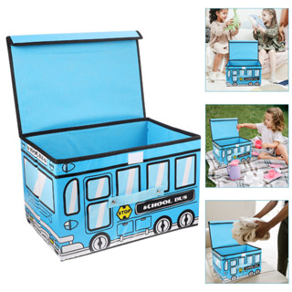 กล่องเก็บของเล่น กล่องพับได้อเนกประสงค์ Bus Shaped Desk Storage Box,Multi-function Toy Box Wear-resistant Collecting Box