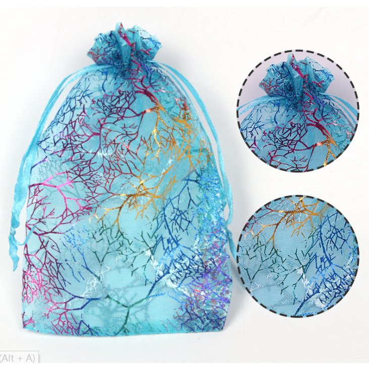 🌻พร้อมส่ง🌻ถุงผ้าแก้วลายปะการัง ถุงใส่ของฝาก/ของขวัญ ถุงใส่ของชำร่วย - รูปที่ 3