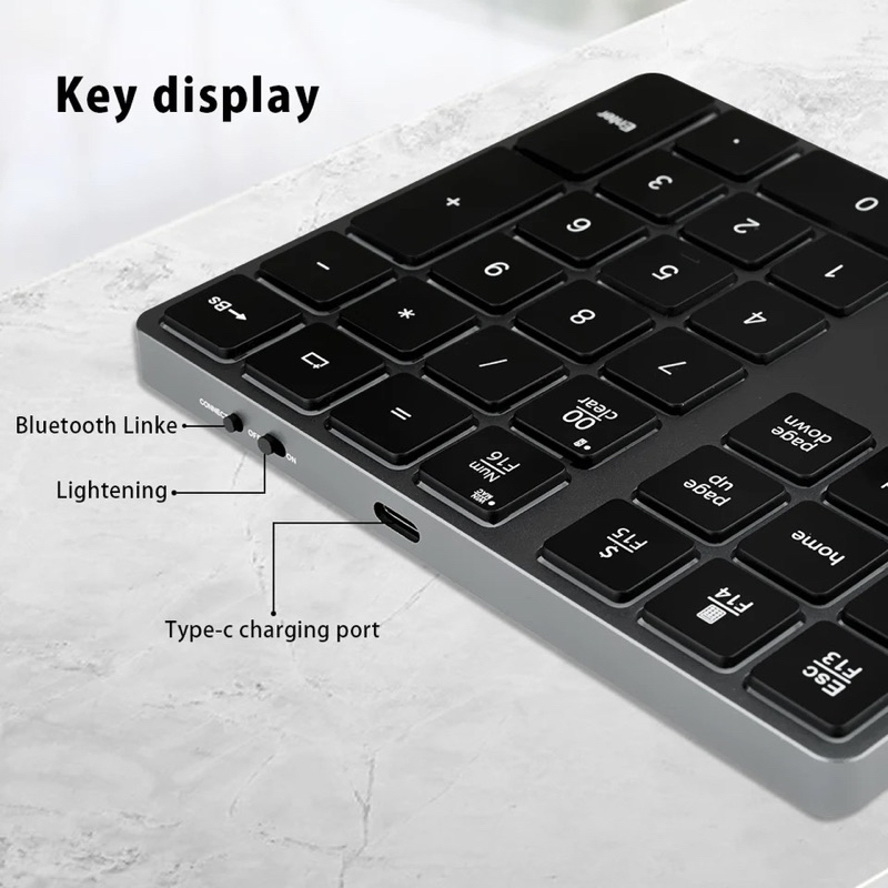 Bluetooth Keyboard 35key แป้นพิมพ์ตัวเลข RGB Bluetooth ชาร์จ Pad 34-Key ภายนอกแป้นพิมพ์ Numpad ข้อมูล Entry