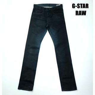 ยีนส์ G-Star Raw เอว 30 ผ้าด้าน สีเข้มเคลือบดำ ขากระบอกเล็ก