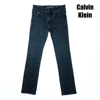 ยีนส์ Calvin Klein เอว 30-31 สีดำฟอก ผ้านุ่มยืด ขาเดฟ