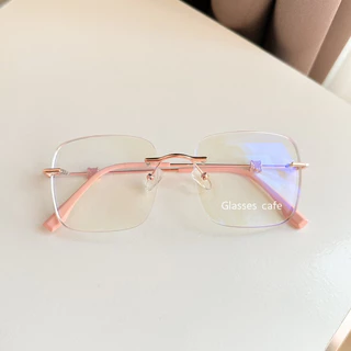 (ใหม่) แว่นไร้ขอบ สายตาสั้นบลูออโต้ กรองแสงสีฟ้า ปรับสีออโต้ ทรง oversized (22039B)