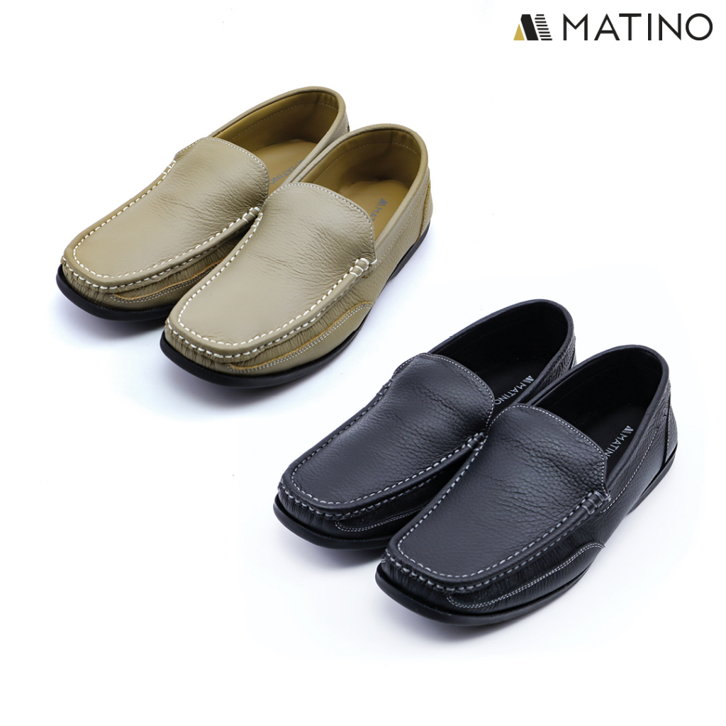 MATINO SHOES รองเท้าเปิดส้นหนังแท้ รุ่น MC/S 1508 - BLACK/TARO