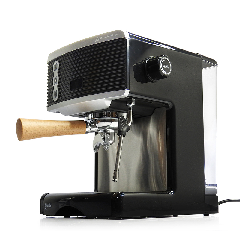 [KoffeeHouse] เครื่องชงกาแฟเอสเปรสโซ่ 15บาร์ 1450W.ขนาดเล็ก 1 หัว ปั้มอิตาลี มีสตรีมฟองนม สีดำ 1614-185-C01