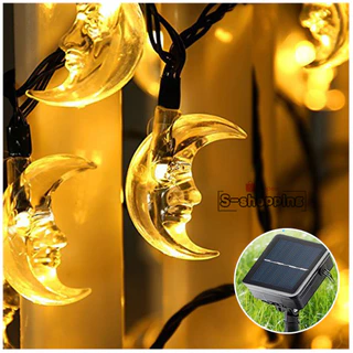 JX-moon 50LED Warm white Solar light 8 โหมด 7m โคมไฟพลังงานแสงอาทิตย์สำหรับตกแต่ง