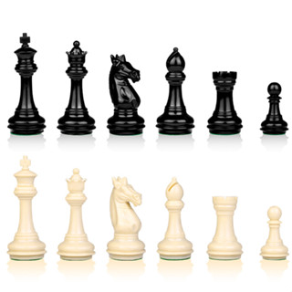 ตัวหมากรุกสากล polymer resin 3 3/4 Knights Templar Black &amp; White Chess Pieces