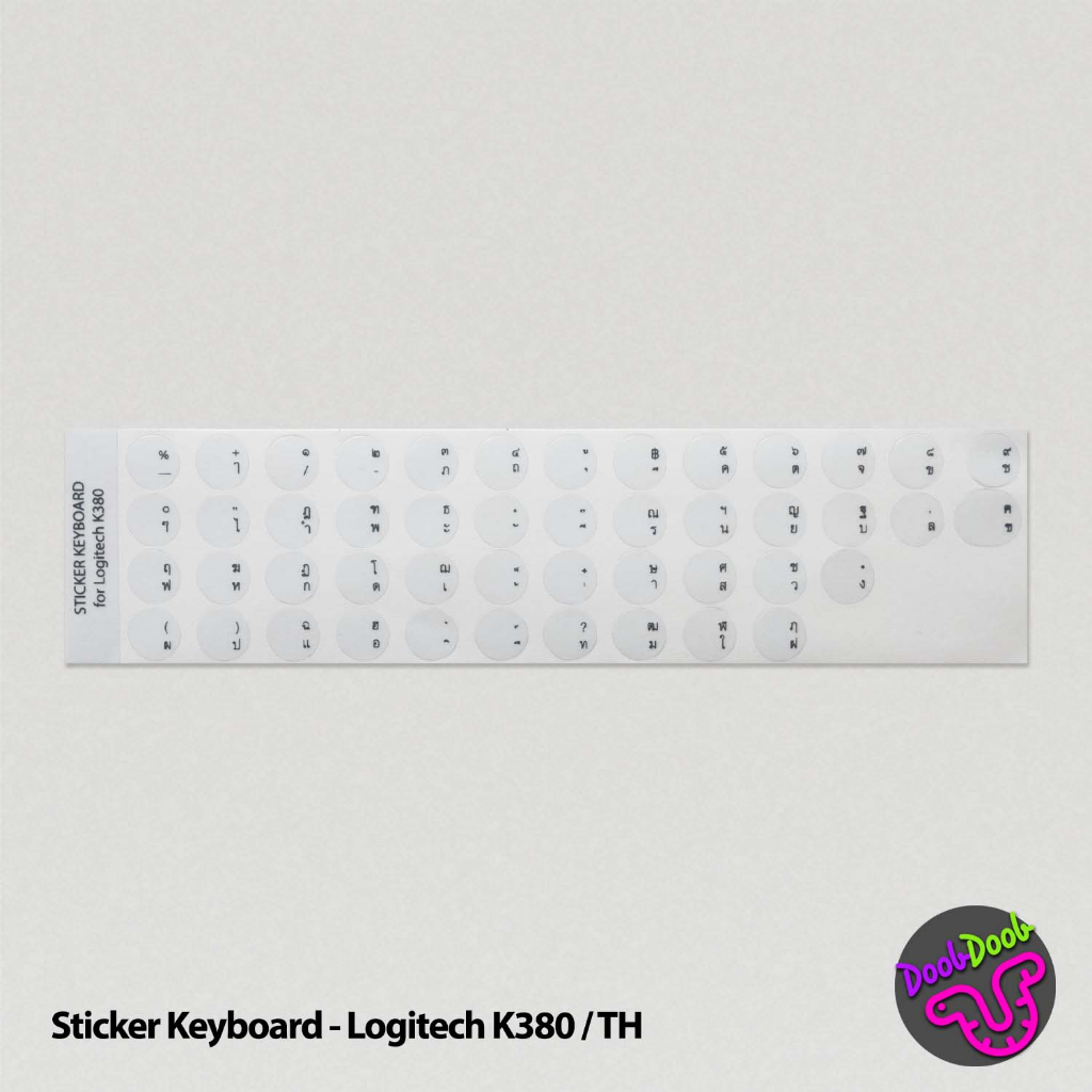 สติ๊กเกอร์คีย์บอร์ด ภาษาไทย Keyboard Sticker Logitech K380 แบบกลม (ไม่ทิ้งคราบ)