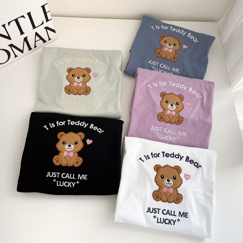 Sugarbeetshop | S240 CROP T is for a teddy bear เสื้อยืด เสื้อครอปทรงพอดีตัว เสื้อผ้า cotton
