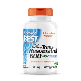 Doctors Best Trans Resveratrol 600 Non GMO Vegan Gluten Free Soy Free 600 mg 60 Veggie Caps doctor s best เรสเวอเรทรอล