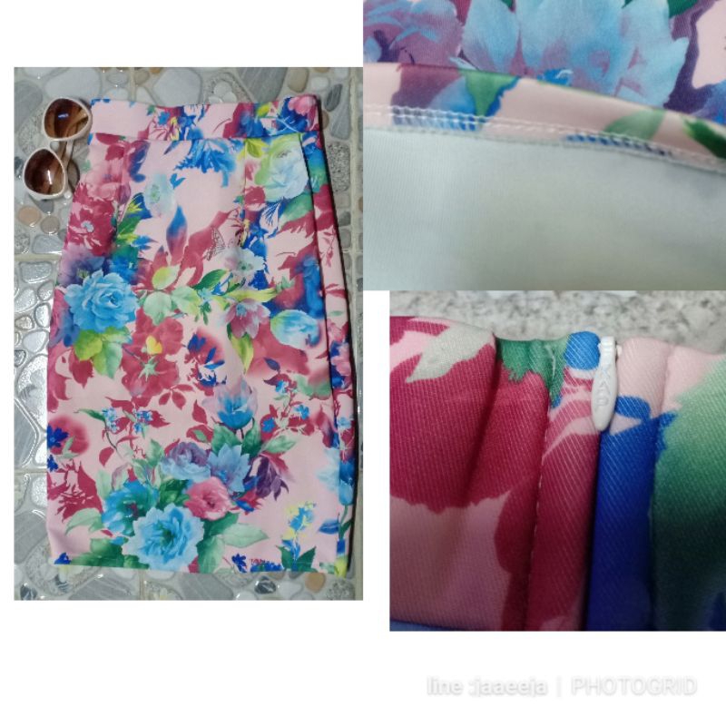 ีุ🍒 Aก1911(ถ204.1)#กระโปรงผ้าไมโคลายพิมพ์ดอกทรงa