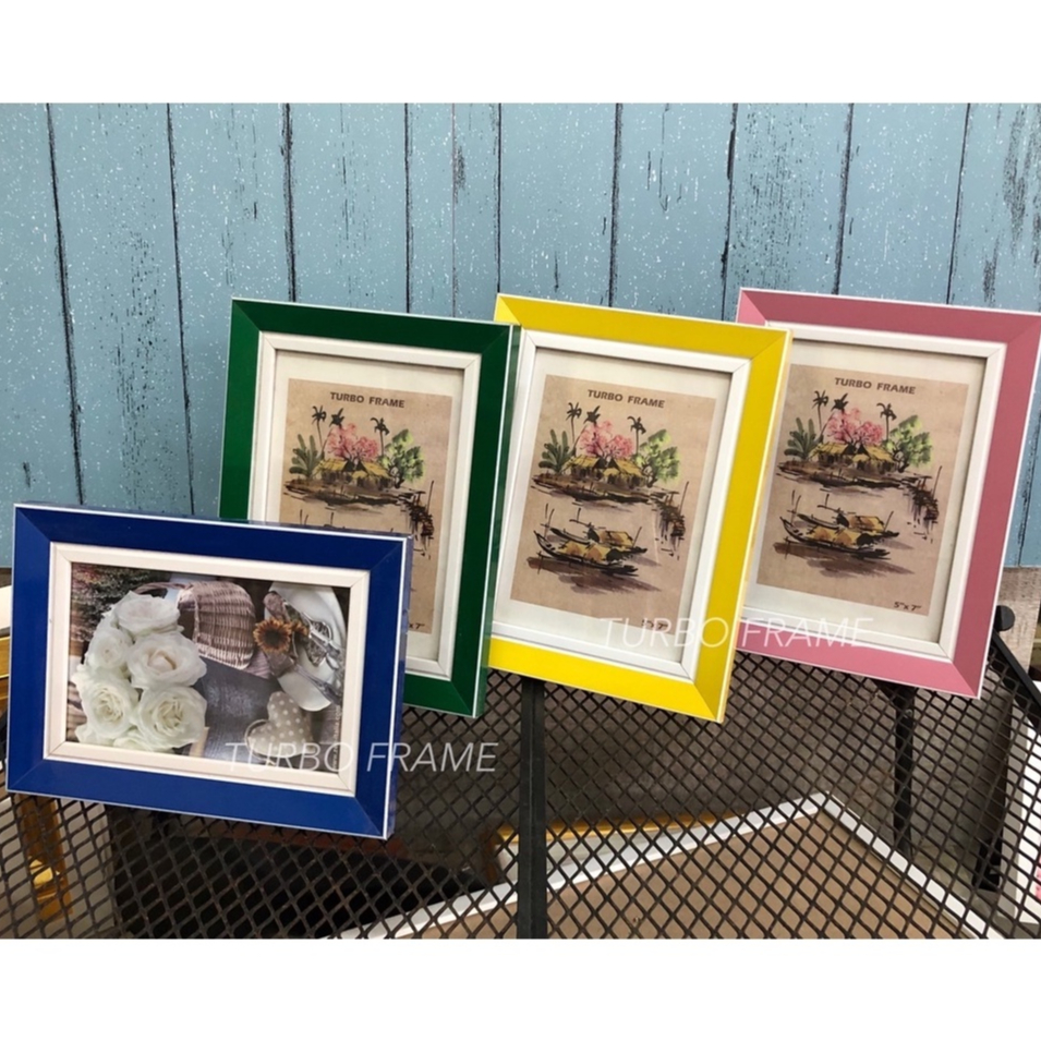 กรอบรูปสีชมพู สีเหลือง สีเขียว สีน้ำเงินสวยๆ กรอบรูปแต่งบ้าน ขนาด A4 และขนาดต่างๆ **กระจกใส+ ขาตั้ง +ที่แขวนผนัง**