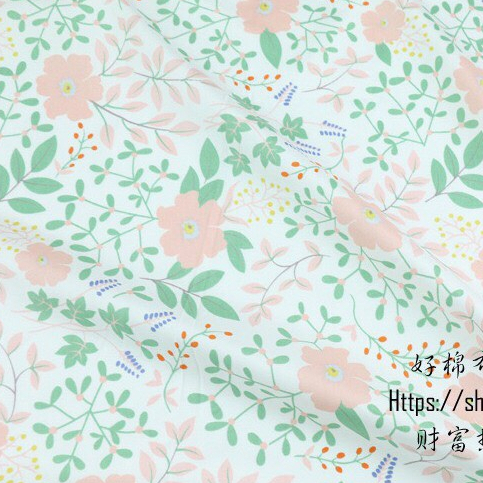 ผ้าคอตตอน 100% ทอทวิล ผ้าเมตร พิมพ์ลายดอกไม้ หน้ากว้าง2.35 เมตร