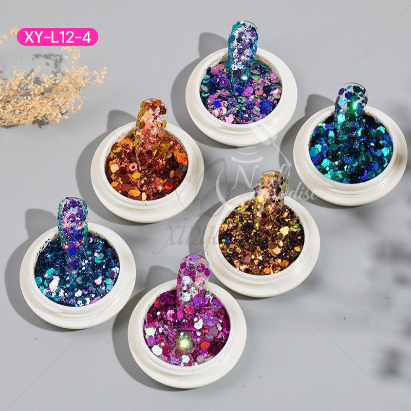 พร้อมส่งทุกวัน SET 6 ชิ้น Glitter Foil SET แผ่นฟรอย เกล็ดแก้ว กลิตเตอร์ ผงกลิตเตอร์แต่งเล็บ ผงกากเพช