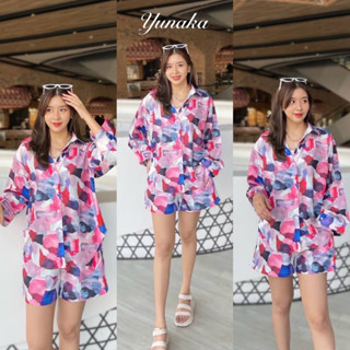 Set Chill​ Chill​ ลายสุดฮิต แต่งลายสวยเว่อออร์ เสื้อแขนยาว​ คอปกทรงแบบสไตล์เลดี้ชิค