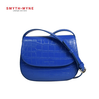 SMYTH&amp;MYNE LISA BAG กระเป๋าสะพายข้างหนังวัวแท้ อัดลายจระเข้ สีน้ำเงิน