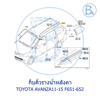 **อะไหล่แท้** กิ๊บคิ้วรางน้ำหลังคา TOYOTA AVANZA11-15 F651-652
