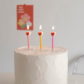 •พร้อมส่ง• เทียนพาสเทล มินิฮาร์ท x ดอกไม้  เทียนวันเกิด เทียนตกแต่งเค้ก เทียนตกแต่งหน้าเค้ก