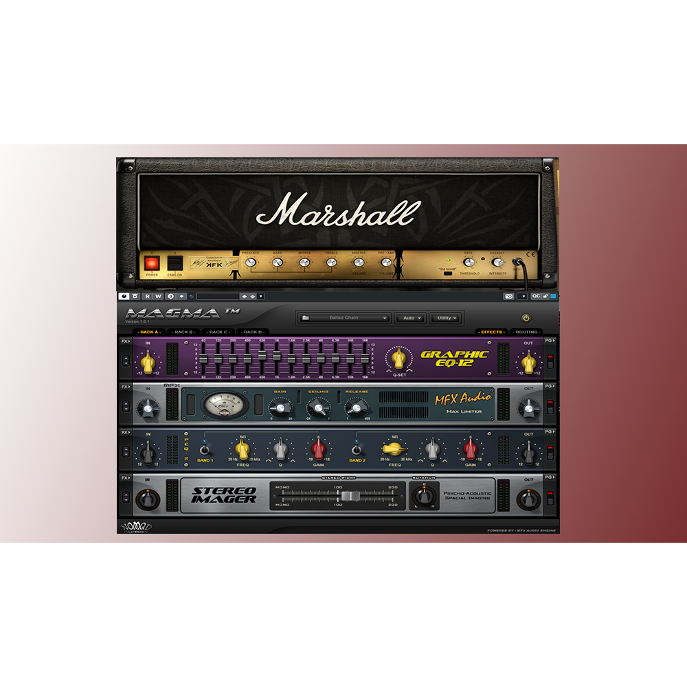 ปลั๊กอินที่ใช้ร่วมกันอย่างลงตัวกับ  Marshall และ MAGMA PRO Virtual Studio Rack สำหรับมือกีตาร์ วีดีโ