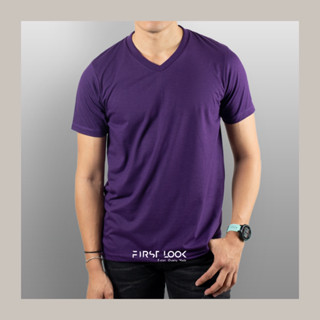 FIRST LOOK  เสื้อยืดคอวี สีม่วง