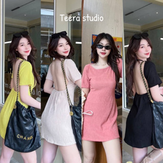 Teera❤️พร้อมส่ง✨Summer mini dress🌈เดรสเปิดหลัง ใส่รับหน้าร้อน เนื้อผ้าเย็นใส่สบาย sheeny