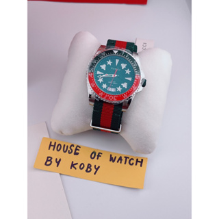 ⌚️Gucci 🇮🇹Dive 🤿💚❤️⏱️ 45 mm king size สายผ้า nylon รุ่นชนช้อป