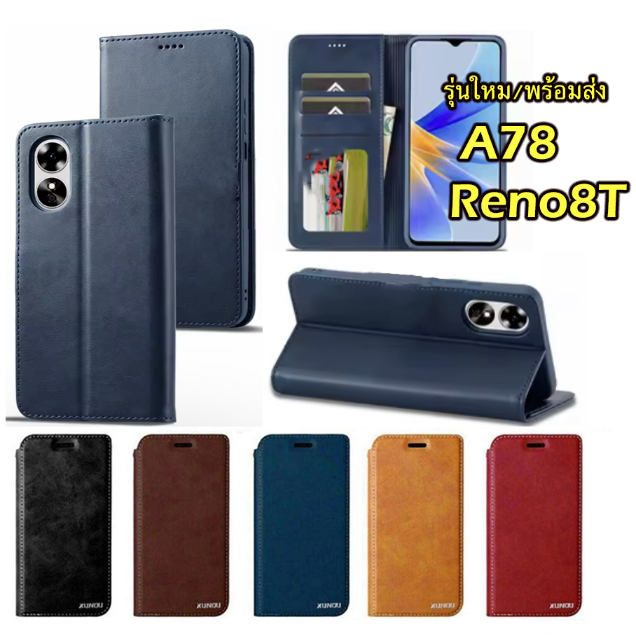 เคสโทรศัพท์หนัง เคสฝาพับ มีแม่เหล็ก พร้อมช่องใส่บัตร สําหรับ OPPO Reno8t A78 5G A58 A98 A38 A18 A17 