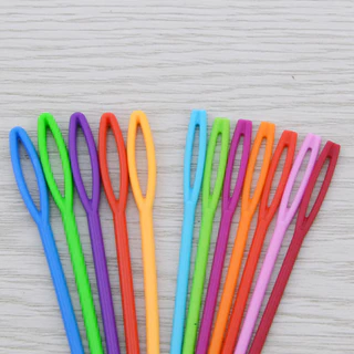6pcs เข็มถักพลาสติก เข็มถักโครเชต์ เข็มเส้นด้ายขนสัตว์ DIY เสื้อกันหนาวเครื่องมือทอผ้า